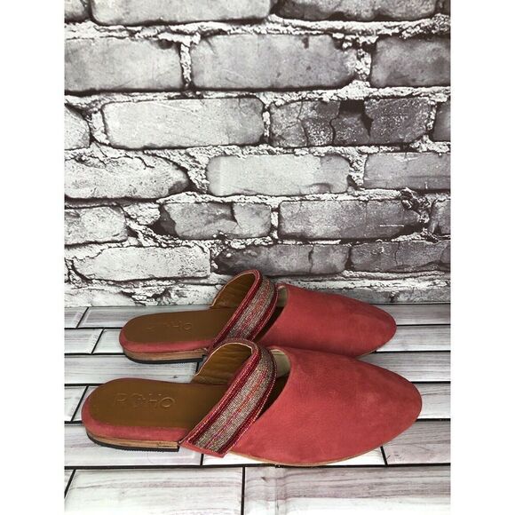RoHo Red Suede Leather Slip On Beaded Strap Mules Shoes Women’s Sz 43EU/12M US - Picture 7 of 16